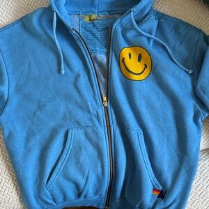 Aviator Nation Kids Sky Blue Hoodie with Yellow Smiley